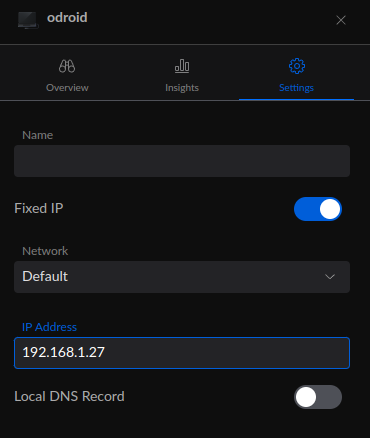 Setting static IP in unifi console